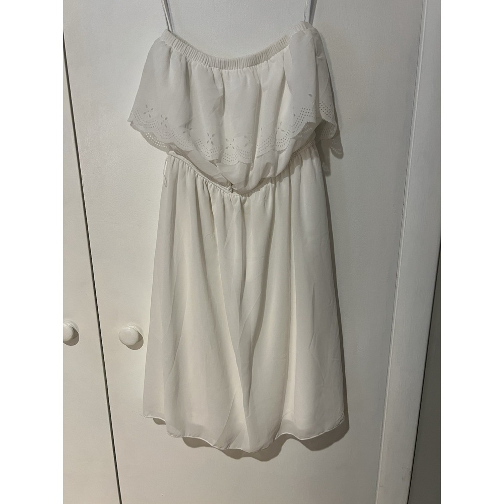 NWT Rachael & Chloe Size Small White Ivory Strapless Cut Out Dress Elastic Top